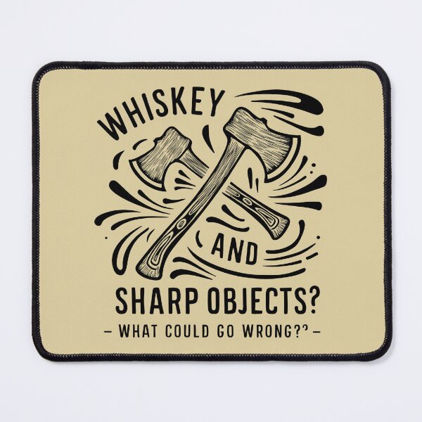 Item preview, Whiskey and Sharp Objects. What could go wrong? Funny Axe Throwing Lover designed and sold by FurRealStudioCo.