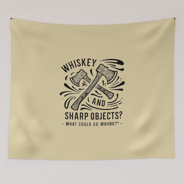 Item preview, Whiskey and Sharp Objects. What could go wrong? Funny Axe Throwing Lover designed and sold by FurRealStudioCo.