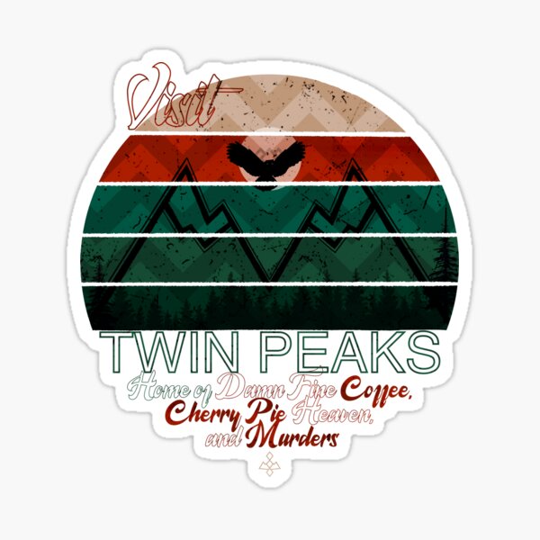 Item preview, Visit Twin Peaks, Home of Damn Fine Coffee, Cherry Pie Heaven and Murders, Owls Forest, Horror Tshirt, Halloween Sweatshirt, Bloody Floor, Black and white sticker designed and sold by SSINAMOON.