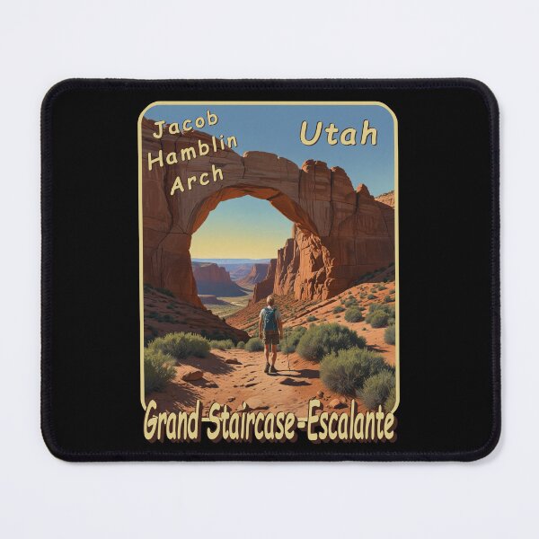 Item preview, Vintage travel poster - Grand Staircase-Escalante Utah 50's with hiker designed and sold by Museum Of Non-Existing Art.