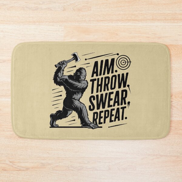 Item preview, Aim Throw Swear Repeat bigfoot Lover Funny Axe Throwing Lover Famer Party designed and sold by FurRealStudioCo.