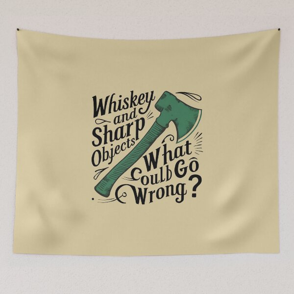 Item preview, Whiskey and Sharp Objects. What could go wrong? Funny Axe Throwing Lover designed and sold by FurRealStudioCo.