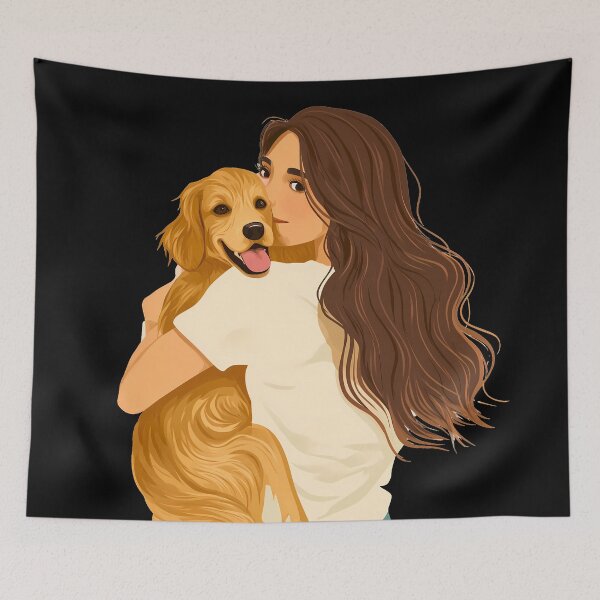Item preview, Golden retriever pet owner women, mom or mother parent art, cute puppy and his mama designed and sold by PictureUp.