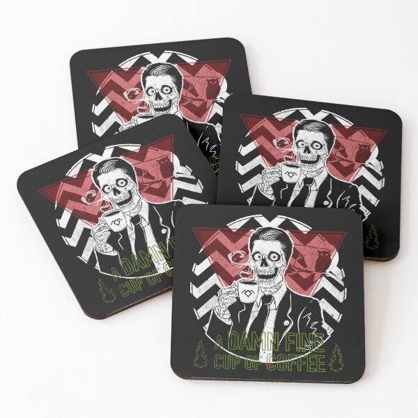 Item preview, Damn Fine Cup of Coffee, Agent Cooper, Coffee Addict, Worship Coffee, Skeleton Lover, Horror Tshirt, Halloween Sweatshirt, Bloody Floor, Black and white sticker designed and sold by SSINAMOON.