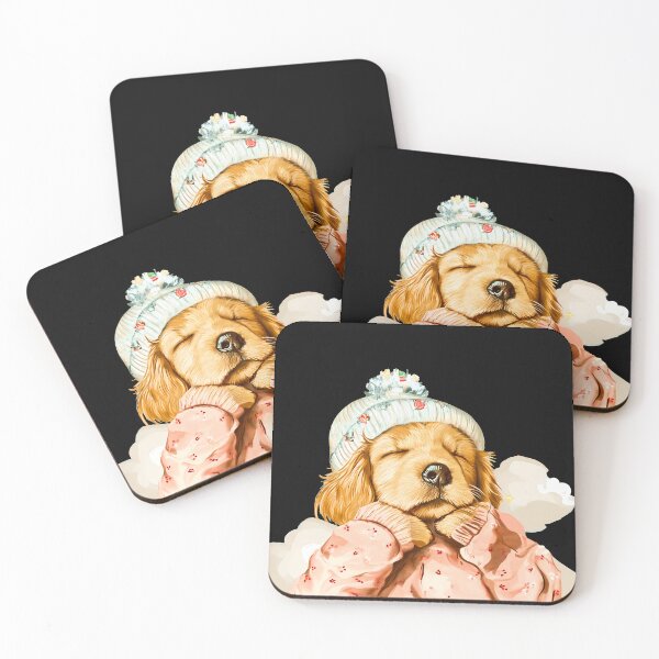 Item preview, Cute golden retriever pet dog puppy or pup baby sleeping art painting, head face artwork designed and sold by PictureUp.