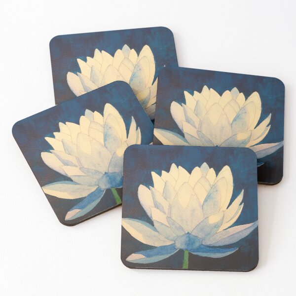 Item preview, Blue lotus waterlily watercolour flower painting  designed and sold by esvb.