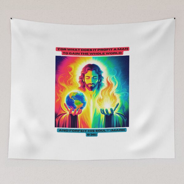 Item preview, "For what does it profit a man to gain the whole world, and forfeit his soul?" (Mark 8:36) designed and sold by STO1KA.