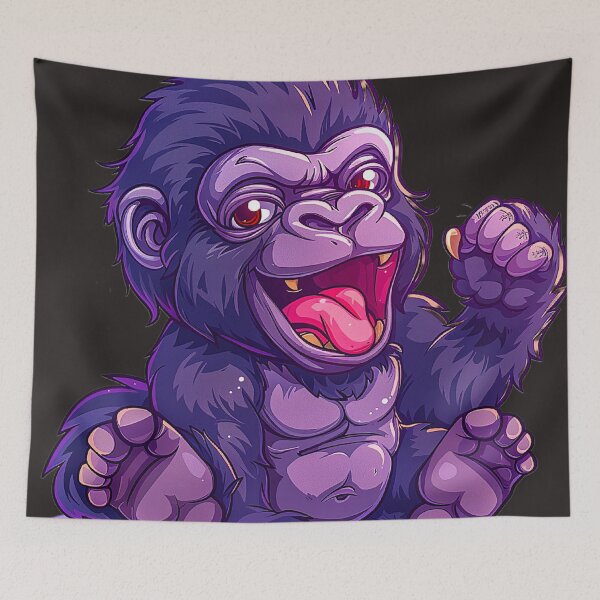 Item preview, Title: Playful Purple Monkey with a Big Smile designed and sold by MYTHIC PEEL STICKERS.