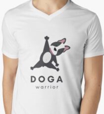 Cute Doga Warrior Apparel (French Bulldog Yoga Stretch Pose - Dog stretching) Perfect Gift for Dog, Bulldog, Frenchie, or Yoga Lovers Men's V-Neck T-Shirt