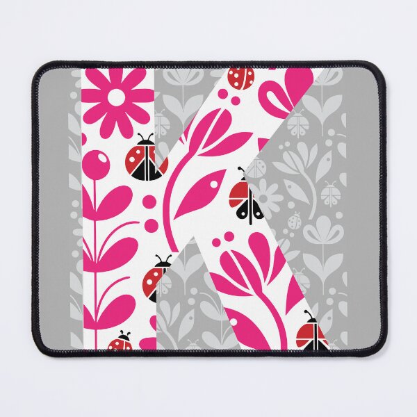 LADYBUG FLOWERS PINK LETTER K Mouse Pad