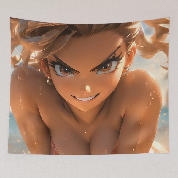 Item preview, Devious smile anime beach girl wall art poster designed and sold by BorgSpareParts.