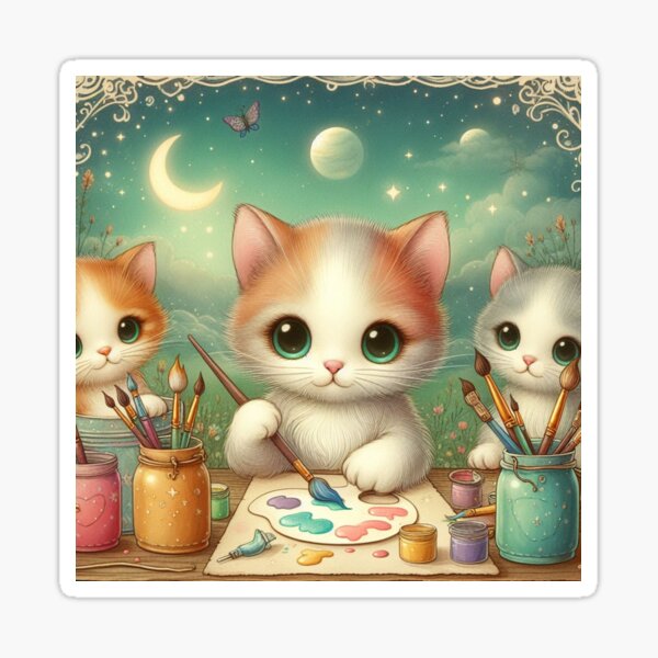 Item preview, Cute Colorful Kittens Art | Whimsical Animal designed and sold by litchick1977.
