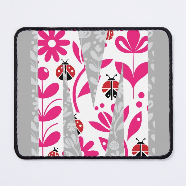 LADYBUG FLOWERS PINK LETTER M Mouse Pad