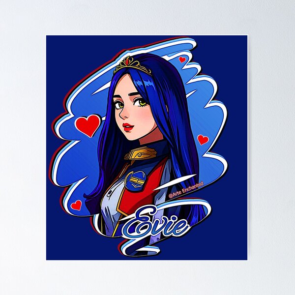 Vista previa del artículo con la obra «Evie Princesa Azul - Descendientes 3 Manga Anime Dibujos animados Estilo Pop Art», diseñado y vendido por Arte Enchanted.