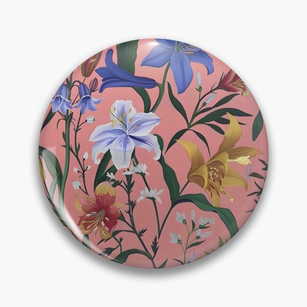 Artikelvorschau, Wilde Waldblumen und Farne auf Lachsrosa entworfen und verkauft von SophieClimaArt.