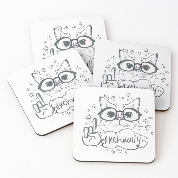 Item preview, Akshually Nerd Cat cute black and white sticker designed and sold by PinkHeav3n.