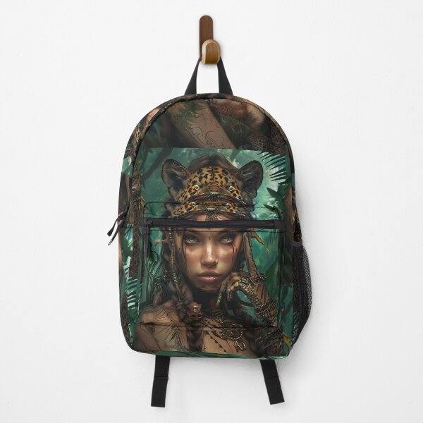 Item preview, WILD WOMAN CAT, TROPICAL FOREST, NATURE ART designed and sold by GingerWolfArt.