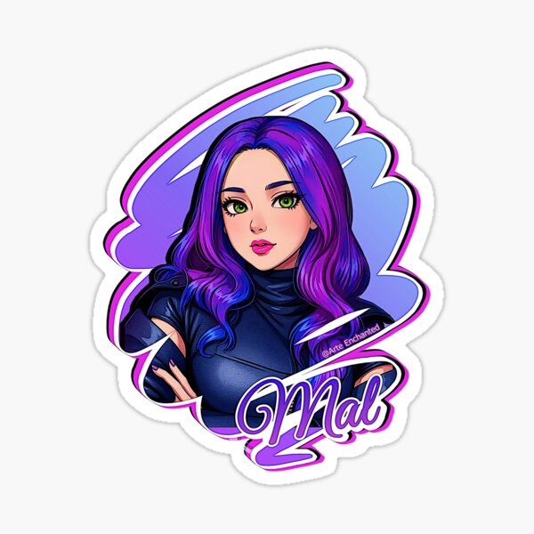 Vista previa del artículo con la obra «Mal Purple Queen - Descendientes 3 Manga Anime Estilo cómic de dibujos animados», diseñado y vendido por Arte Enchanted.