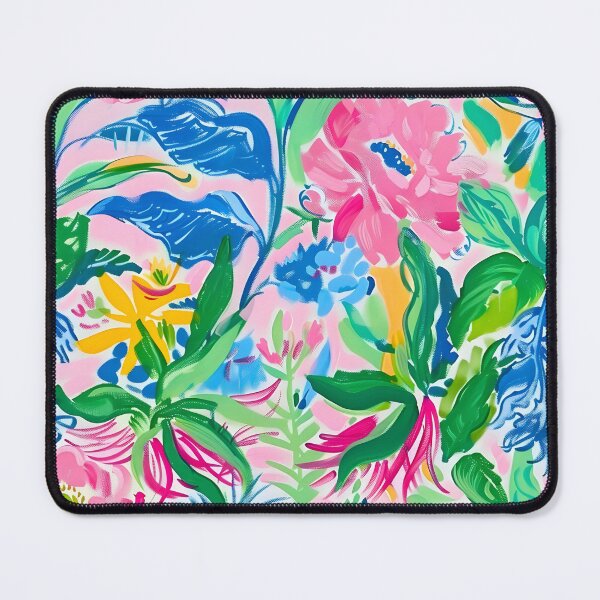 Item preview, Preppy rose garden in bright colors on pink background designed and sold by SophieClimaArt.