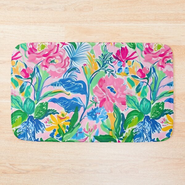 Item preview, Preppy rose garden in bright colors on pink background designed and sold by SophieClimaArt.