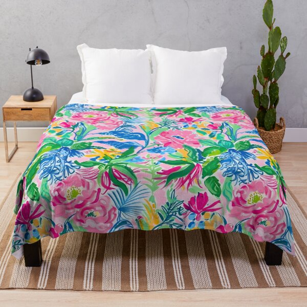 Item preview, Preppy rose garden in bright colors on pink background designed and sold by SophieClimaArt.