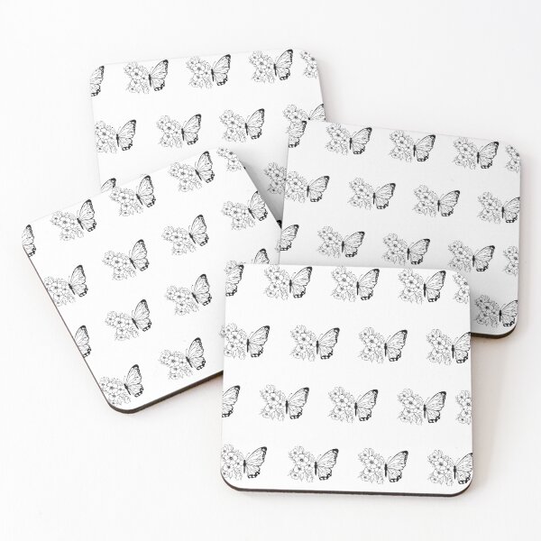 Item preview, Butterfly garden Pattern in Black designed and sold by MonochromeMuse.