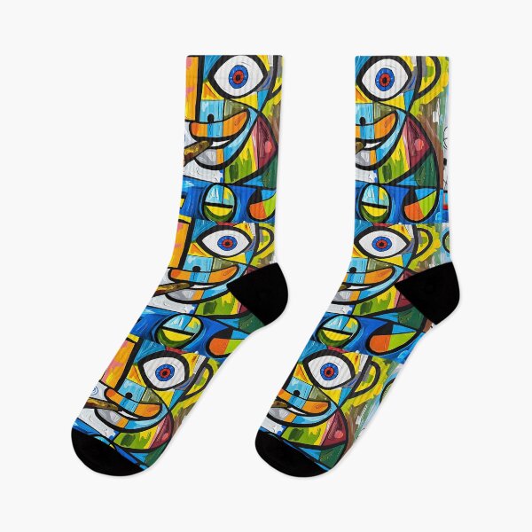 Item preview, Cubist Reverie- Smoking Cigar with Two Faces Amid Vibrant Abstract Forms Digital Art designed and sold by OlfactoART Studio.