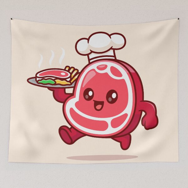 Item preview, Steak Master: Cute Cartoon Vector Icon" designed and sold by hjian8219.