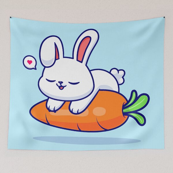 Item preview, "Carrot Nap: Cute Cartoon Rabbit Vector Icon designed and sold by hjian8219.