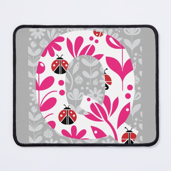 LADYBUG FLOWERS PINK LETTER Q Mouse Pad