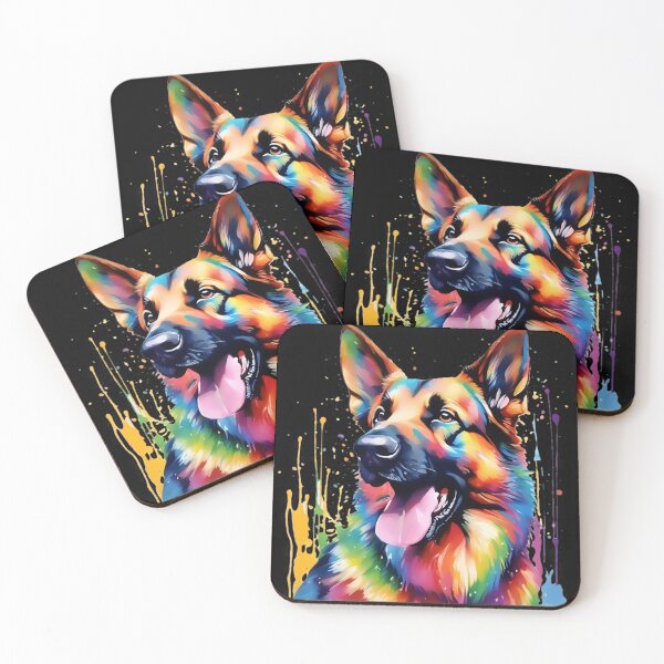 Item preview, Vibrant Rainbow Alsatian Portrait Design For Dog Lovers designed and sold by kakarikihill.