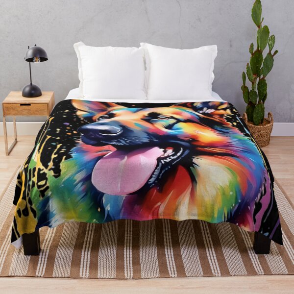 Item preview, Vibrant Rainbow Alsatian Portrait Design For Dog Lovers designed and sold by kakarikihill.