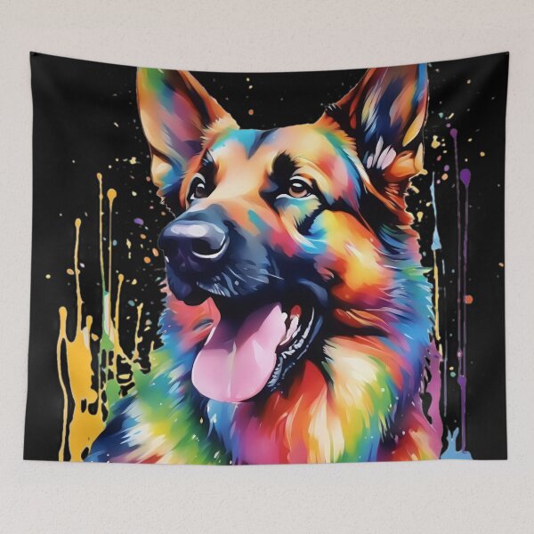 Item preview, Vibrant Rainbow Alsatian Portrait Design For Dog Lovers designed and sold by kakarikihill.