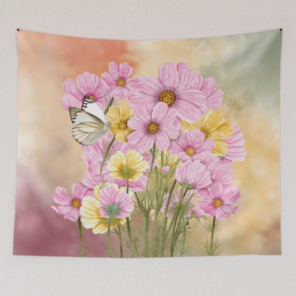 Item preview, Soft Pink, Yellow Flowers, Butterfly designed and sold by WhiteSoftPetals.