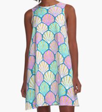 Seashells in lilac, pink and teal // mermaids shells A-Line Dress