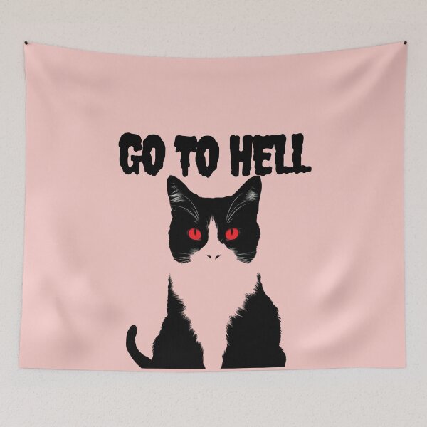 Item preview, Black and White Cat, Bad Cat, "Go to Hell" designed and sold by Mariana Piana.