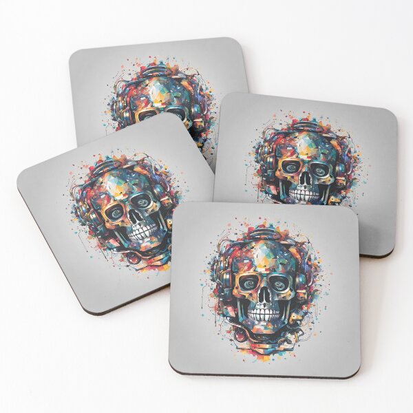 Item preview, Colorful Skull with Headphones - Unique, Stylish, and Trendy Design by TRYKID designed and sold by TRYKID.