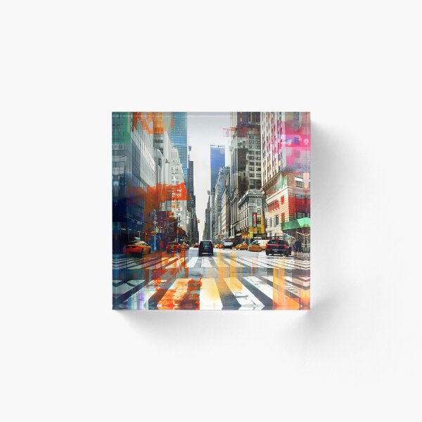 Aperçu de l'œuvre Architecture géométrique abstraite de la ville de New York Superposition carrée colorée 09 créée et vendue par Daniel  Vargas.