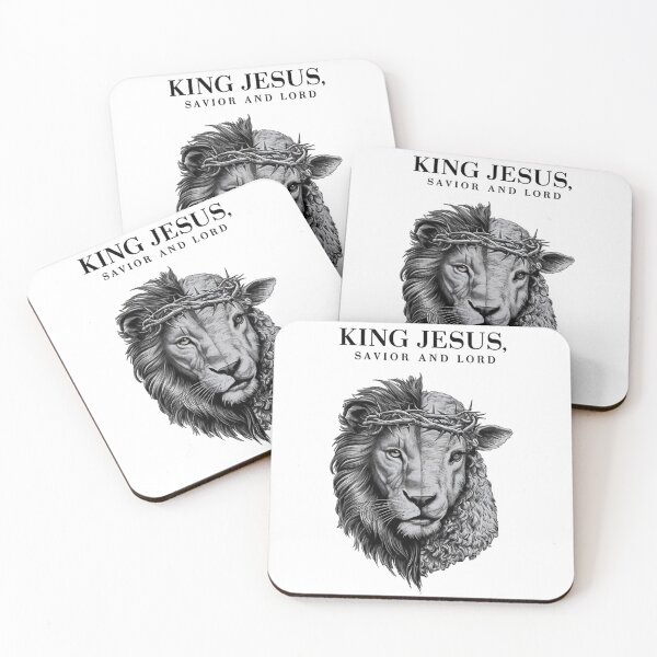 Item preview, King Jesus, Savior and Lord, Lion and Lamb Wearing a Crown of Thorns Art designed and sold by Faithloveshop.