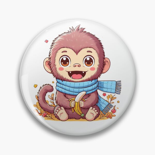 Item preview, Happy Monkey with Blue Scarf Eating a Banana designed and sold by Redwal15.