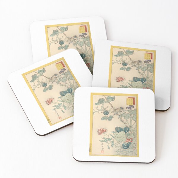 Item preview, Sugakudo  (No. 6)   White-cheeked Bunting, Wisteria Bean, and Wild Carnation   designed and sold by TeeARTHY.