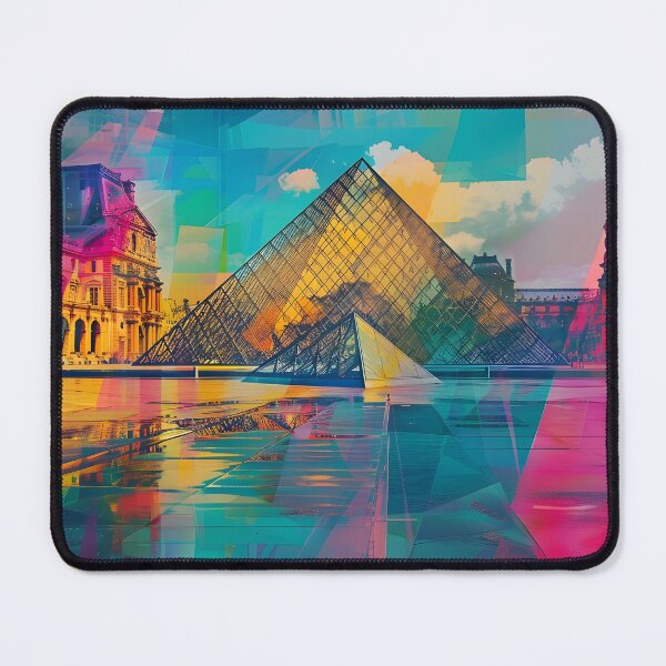Aperçu de l'œuvre Architecture géométrique abstraite du musée du Louvre à Paris France Superposition carrée colorée 17 créée et vendue par Daniel  Vargas.