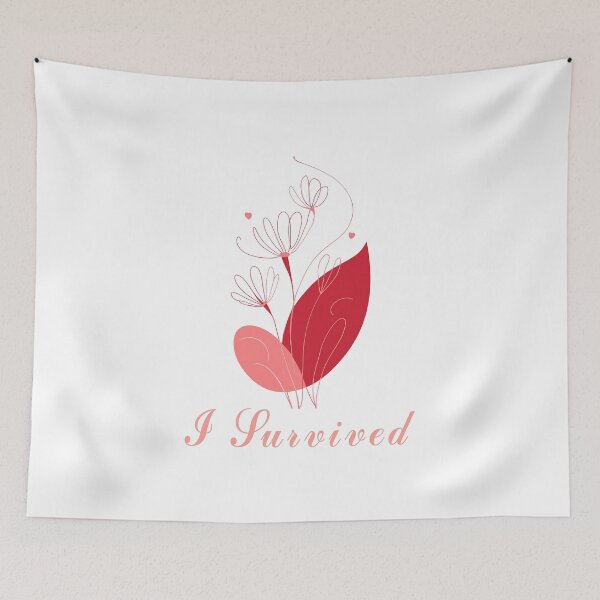Item preview, Pink I Survived Cancer Survivors Floral Heart designed and sold by ArtCornerStudio.