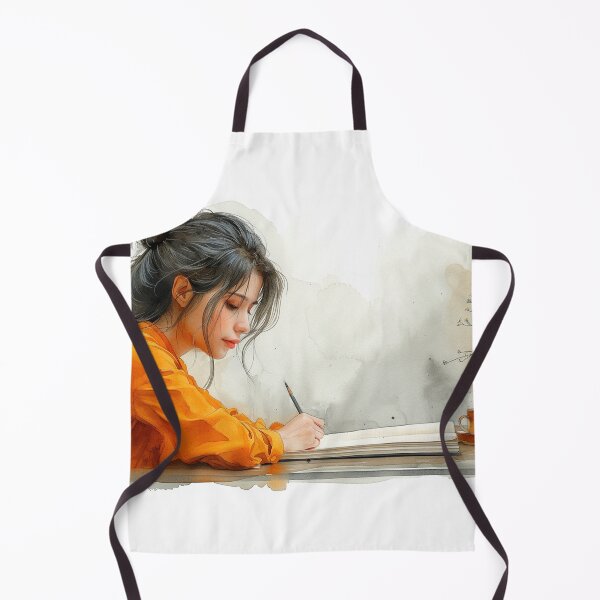 Item preview, Young Artist Sketching at Corner Table | Unique Art Print for Creative Spaces designed and sold by Mr-whiteBG.