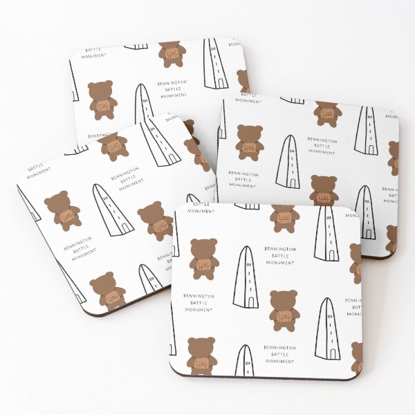 Item preview, Bennington Battle Monument - Minimalist Line Art with Bear Tourist (White Background) designed and sold by RM-Journey.