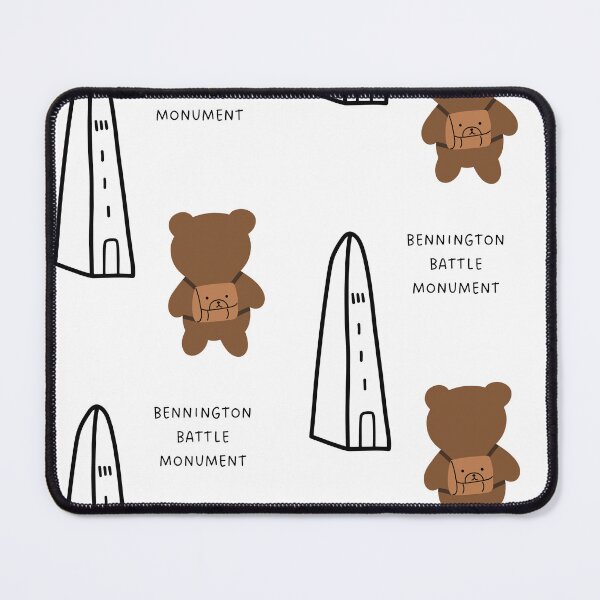 Item preview, Bennington Battle Monument - Minimalist Line Art with Bear Tourist (White Background) designed and sold by RM-Journey.