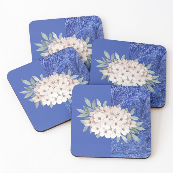 Item preview, White Petal Bouquet on Blue Background designed and sold by WhiteSoftPetals.