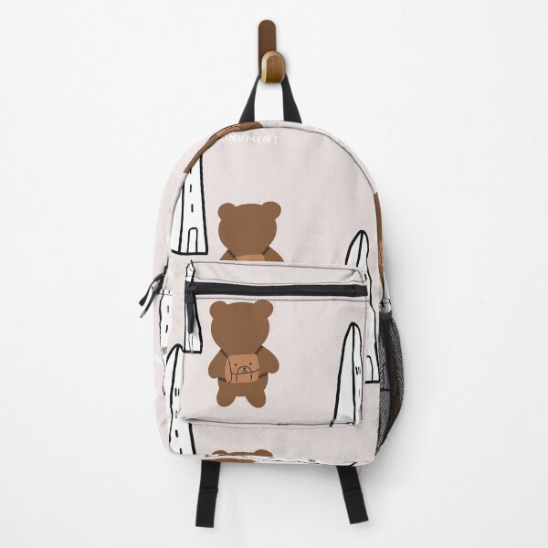Item preview, Bennington Battle Monument - Cute Line Art & Bear Tourist (Pink Background) designed and sold by RM-Journey.
