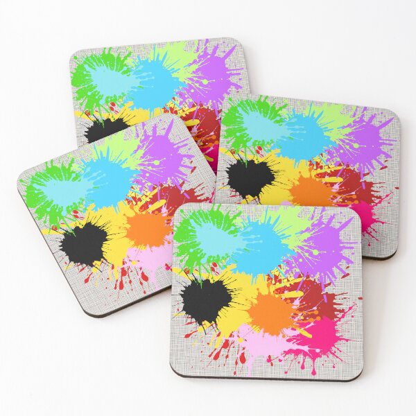 Item preview, Modern Abstract Pattern Ink Splots Brights Colorful Palette Canvas Background designed and sold by MirabiliaMagpie.