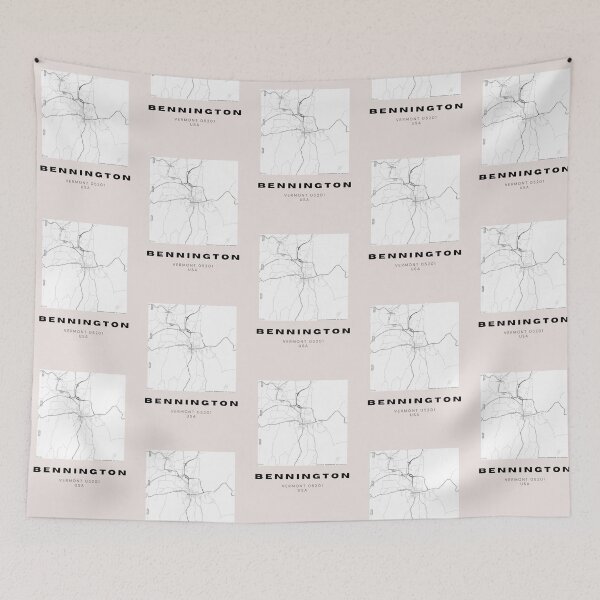 Artikelvorschau, Bennington Vermont 05201, USA – bezaubernder Stadtplan (rosa Hintergrund) entworfen und verkauft von RM-Journey.